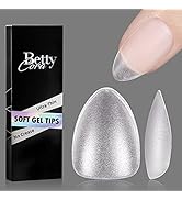 Extra Short Almond Nail Tips, BettyCora Upgraded Matte Soft Gel x Nail Tips Full Matte Nail Tip 3...