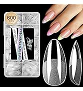 Almond Nail Tips 600Pcs, BettyCora Soft Gel Nail Tips for Acrylic Nails Professional Press on Nai...