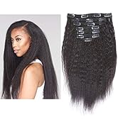 Anrosa Kinky Straight Clip ins Extensions Human Hair Thick Afro Clip in Extension for African Ame...