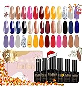 Arte Clavo Fall Gel Polish Set, Sunset Gel Polish 20Pcs Colors Nude Yellow Soft Orange Gold Nail ...