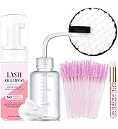 AREMOD 50ml Eyelash Extension Cleanser, Lash Shampoo for Lash Extensions 50pcs Eyelash Brush Clea...