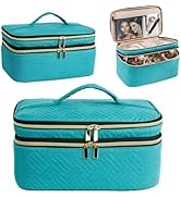 AMOIGEE Large Makeup Bag, Travel Makeup Bag Organizer, Double Layer Train Case Makeup Bag, Toilet...