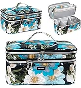 AMOIGEE Large Makeup Bag, Travel Makeup Bag Organizer, Double Layer Train Case Makeup Bag, Toilet...