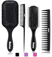 4Pcs Paddle Hair Brush, Detangling Brush and Hair Comb Set for Men and Women, Great On Wet or Dry...