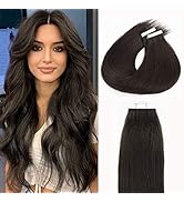 Anrosa 16inch Tape in Hair Extensions Human Hair Real Remy Tape in Human Hair Tape in Natural Hai...