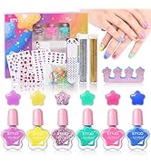 ETYJO Kids Nail Polish Non-Toxic Nail Polish Set for Girls Water Based Peel off Quick Dry Nail Po...