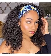 Headband Wig Human Hair Kinky Curly None Lace Front Wig 150% Density Glueless Wigs for Black Wome...