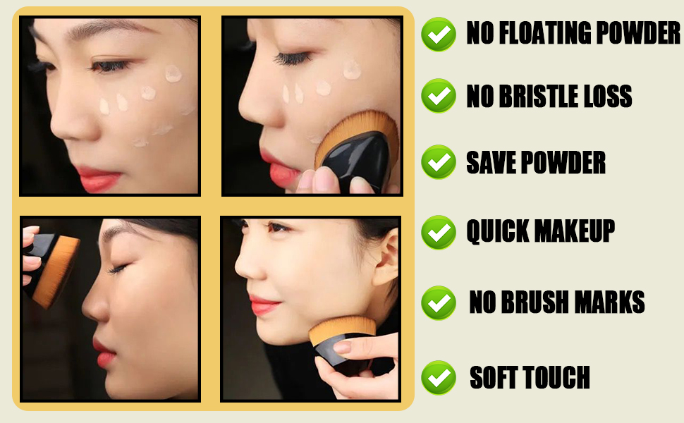 Velour Triangle Powder Puff And Flat Top Hexagon Kabuki Foundation Brush for Face Makeup