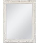 SHYFOY Wall Mirror for Decorative, Rectangular Rustic Distressed Mirrors Antique White 35.4x27.6 ...
