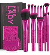 docolor Makeup Brushes 12PCS Pink Leopard Makeup Brush Set Premium Synthetic Foundation Powder Co...