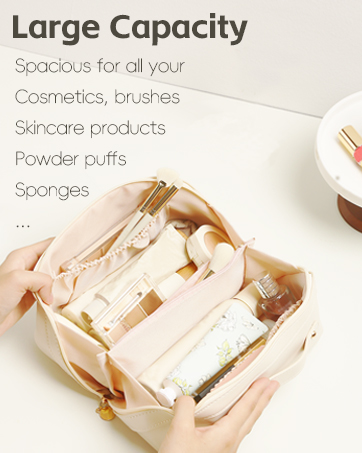 wide open flat travel makeup bag