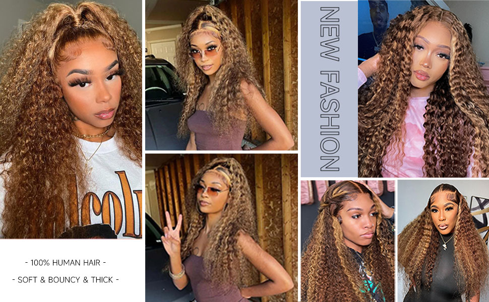 Highlight Ombre Lace Front Wigs Human Hair Customer Show