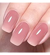 AILLSA Crystal Rose Nude Gel Polish Soft Red Jelly Gel Nail Polish Nude Pink Translucent Gel Nail...