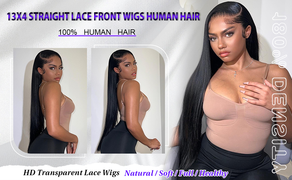 13X4 Straight Lace Front Wigs Human Hair Pre Plucked Lace Frontal Wigs For Black Women