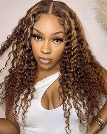 highlight water wave lace front wig human hair