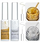 BURANO Gel Nail Polish Liner Nail Art Polish, Silver Gold Painted Gel Nail Design Polish 2 Bottle...