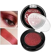 Afflano Single Red Eyeshadow Palette Shimmery, Ultra Pigmented Red Glitter Eyeshadow, Sparkly Duo...