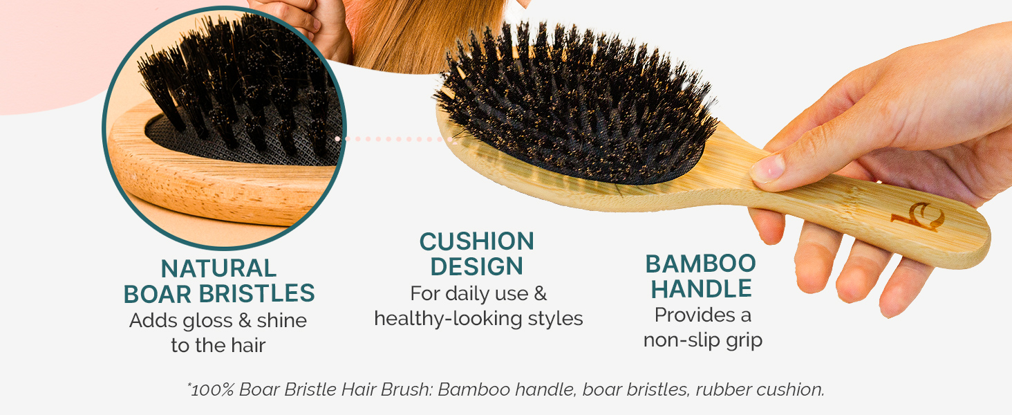 bristle hair brush women men's soft for boars boar fine fade sleek smoothing hairbrush