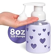 SoCal Suds & Company Glass Foaming Hand Soap Dispenser, Heart Silicone Sleeve, Refillable Pump Bo...