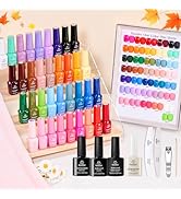 Beetles Gel Nail Polish Set – 36 Color Fall Yellow Brown Pink Red Gel Polish Kit with Base Coat G...