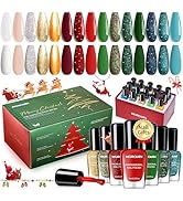 Morovan Christmas Nail Polish Set: 2025 Glitter Gifts Ideas Red Green Gold Silver Fingernail Poli...