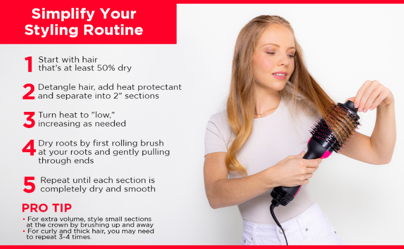 how to get a blowout at home 2 in 1 styling brush hair dryer dry and style