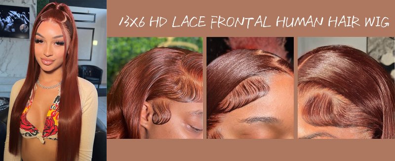 Reddish Brown 13x6 HD Lace Front Wigs Human Hair