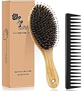 Hair Brush Comb Set Boar Bristle Hairbrush for Curly Thick Long Fine Dry Wet Hair,Best Travel Bam...