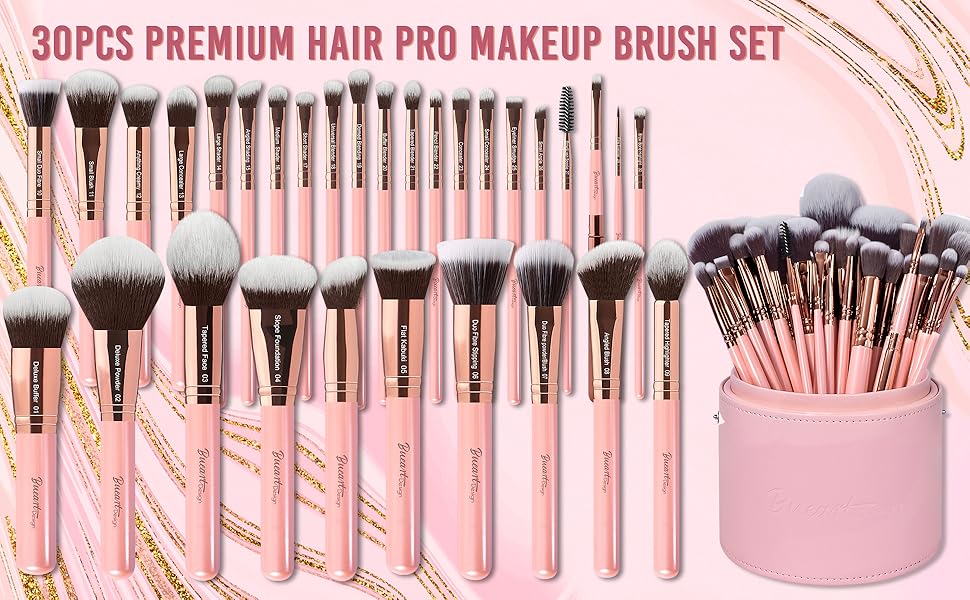 30Pcs Pink Rose Gold Luxury Quality makeup brushes set