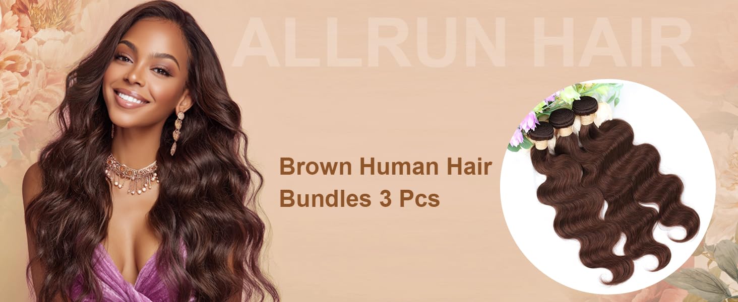 body wave bundles human hair brown