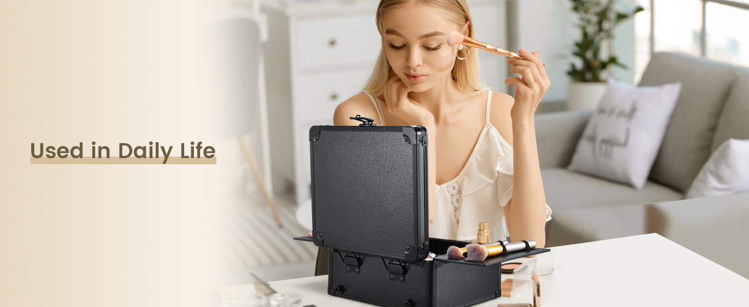 makeup box with light mirror
