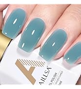AILLSA Sheer Blue Gel Nail Polish Sky Blue Jelly Gel Polish Summer Neutral Nude Nail Polish Gel L...