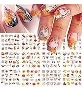 SHANRUN Halloween Nail Art Stickers - 12 in 1 Pumpkin Turkey Maple Leaf Decals, Water Transfer Pr...