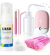 Buqikma Lash Shampoo for Lash Extensions - 60ML Lash Extension Cleanser with Lash Fan Cleaning Br...