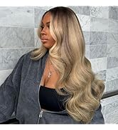 Ombre Highlight Ash Blonde Lace Front Wigs Human Hair 180% Density Ash Blonde Body Wave Lace Fron...