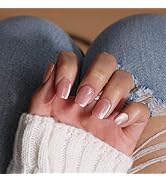 KQueenest Cat Eye Press On Nails Short Coffin, 30 Pcs Pastel Pink Press On Nails Summer, Sparkly ...
