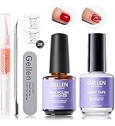 Gellen Gel Polish Remover Kit - Gel Nail Polish Remover with Latex Tape Peel Off Liquid and Manic...