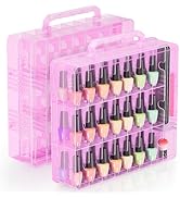 Nail Polish Organizer Pack of 2, Portable 48 Bottles Clear Nail Polish Holder with Adjustable Div...