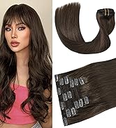 18 Inch Clip in Hair Extensions 70G Medium Brown 100% Remy Human Hair Clip in Extensions Soft Sil...