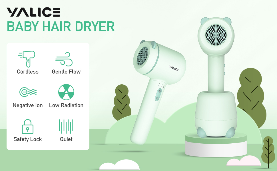 Cordless Kids Hair Dryer F2Green