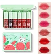 6 Colors Watermelon Lip Tint Stain Set, Korean Velvet Watery Lip Tint Moisturizing Mini Liquid Li...