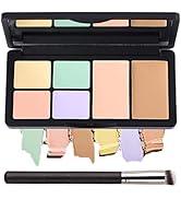 6 Colors Correcting Concealer Palette, Makeup Cream Contour Palette with Brush, Contouring Founda...