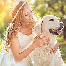 BarkLogic English Cream Golden Retriever and lady with hat