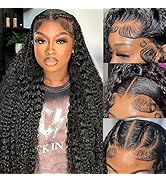 mmiQus 13x6 Deep Wave Lace Front Wigs Human Hair 24 Inch HD Lace Frontal Wigs Human Hair Pre Pluc...