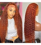 Ginger Orange Lace Front Wigs Human Hair 13x4 Deep Wave Lace Front Wigs For Black Women 150% Dens...