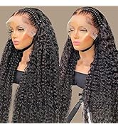 26 inch Deep Wave Frontal Wigs for Black Women Human Hair 180% Density, 13X4 HD Transparent Lace ...