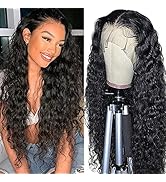 Kbeth Lace Front Wigs Human Hair Water Wave Lace Closure Wigs, 150% Density Brazilian Virgin Huma...