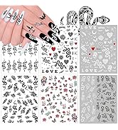 Kalolary 6 Sheets Snake Nail Art Stickers, 3D Nail Self-adhesive Hot Snake Flower Pattern Nail St...