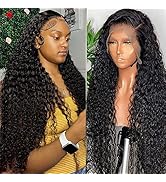 13X6 Deep Wave Lace Front Wigs Human Hair 28 Inch Lace Swiss for Women Human Hair 180% Density HD...