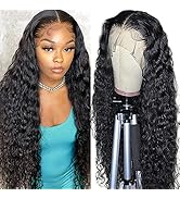 Kbeth 14'' Lace Front Wigs Human Hair Water Wave 4x4 Lace Closure Wigs Brazilian Virgin Human Hai...